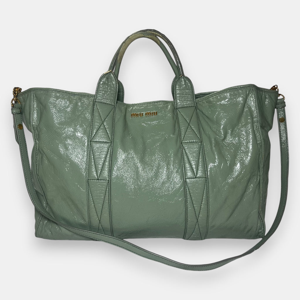 Miu Miu Green Leather Shoulder Bag Tote