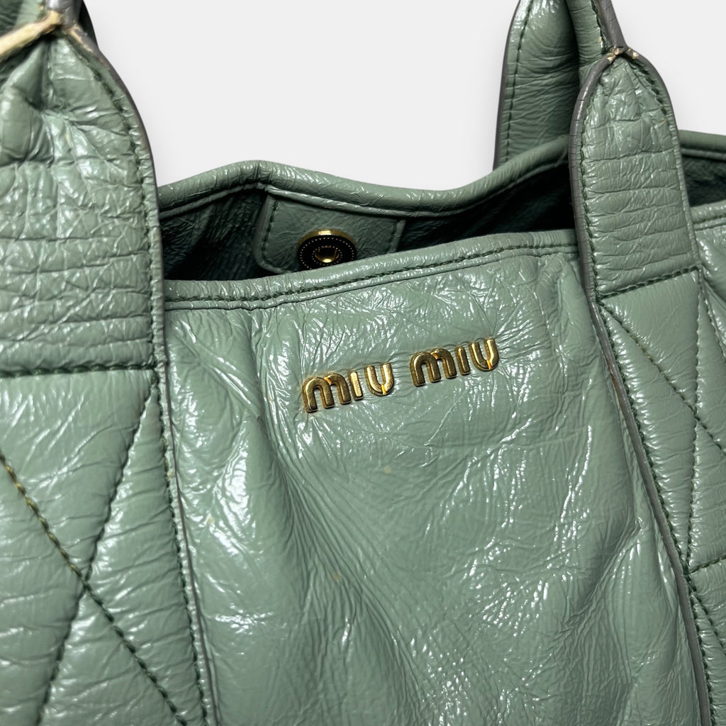 Miu Miu Green Leather Shoulder Bag Tote