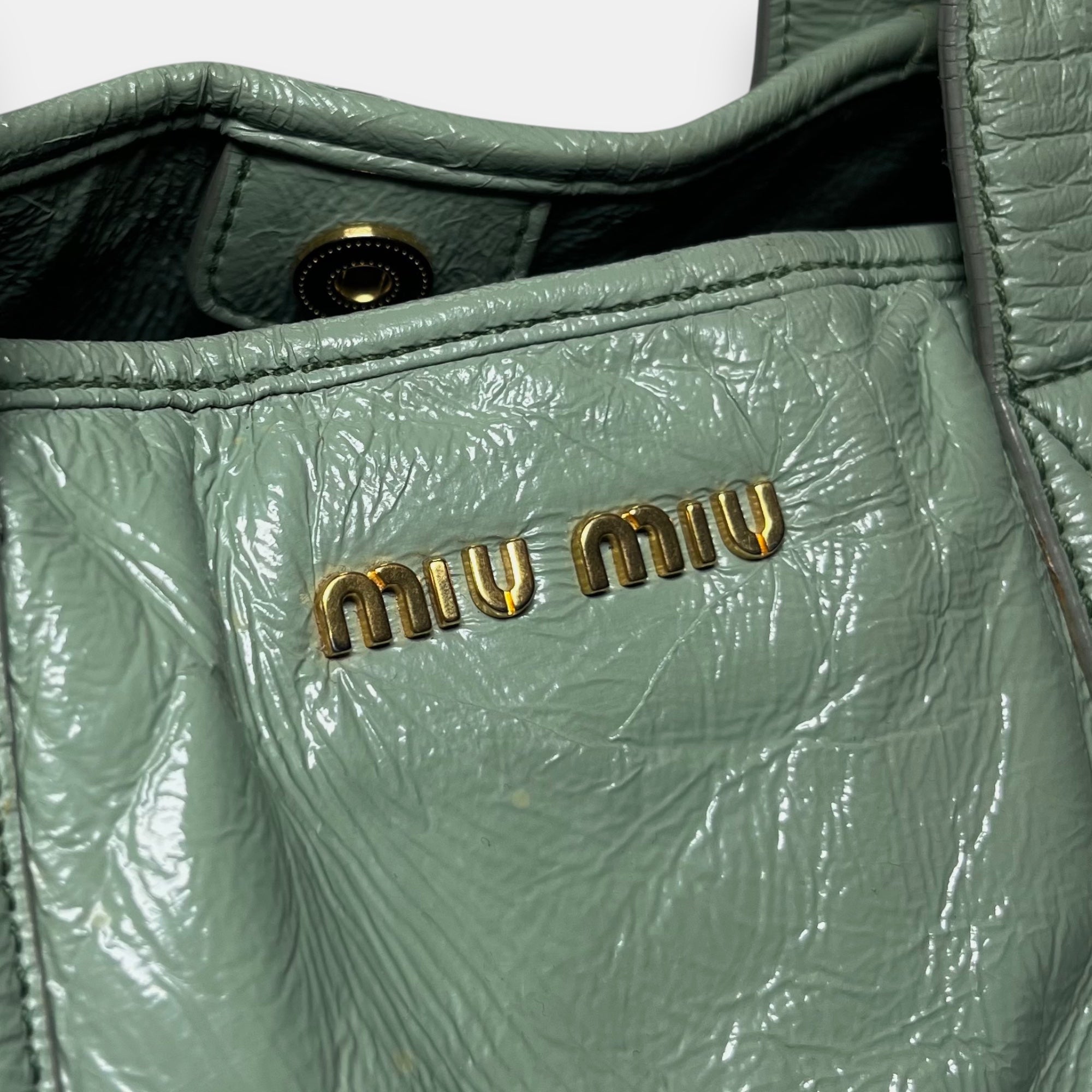 Miu Miu Green Leather Shoulder Bag Tote