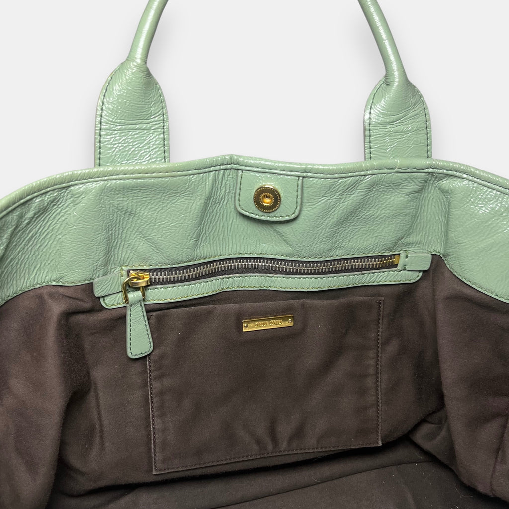 Miu Miu Green Leather Shoulder Bag Tote