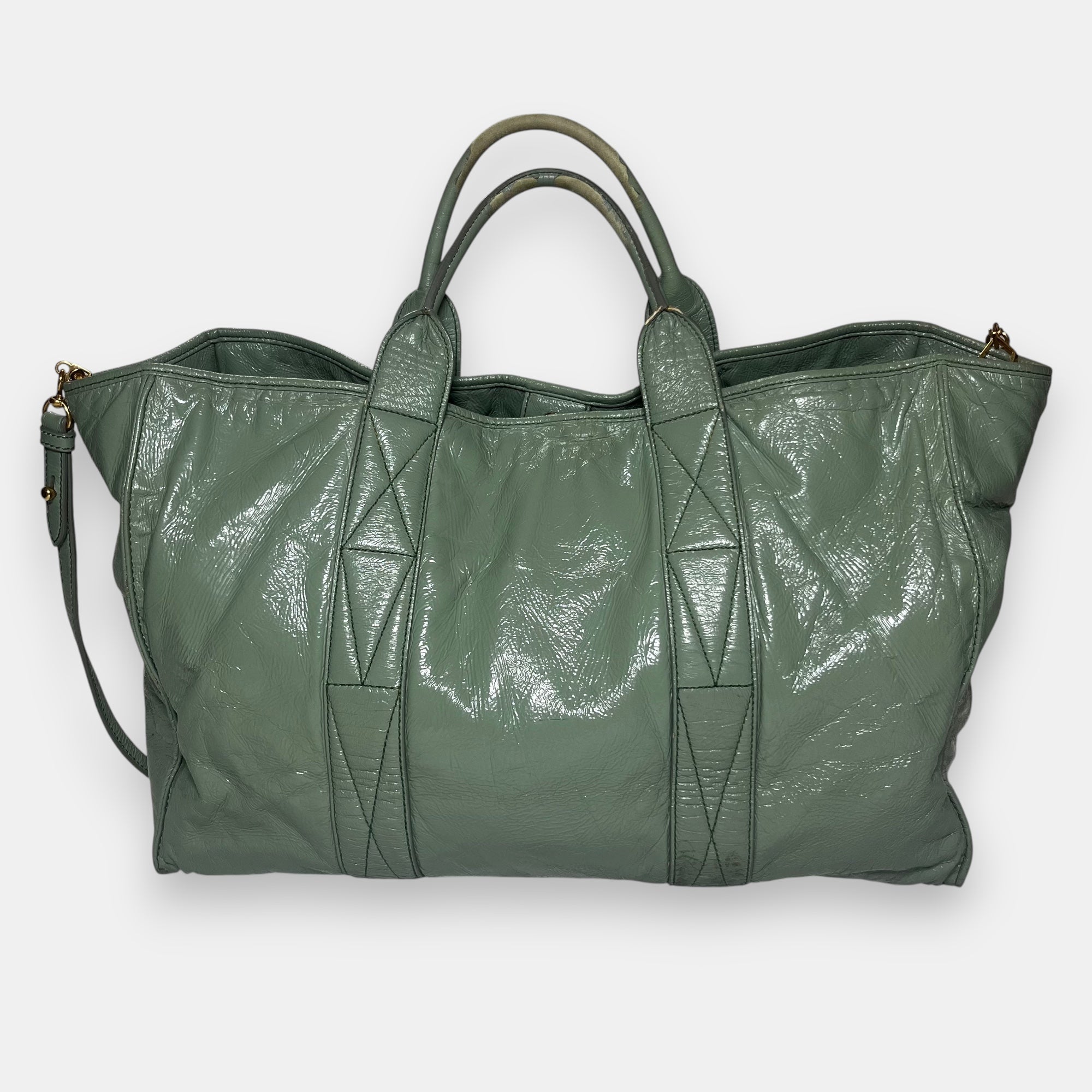 Miu Miu Green Leather Shoulder Bag Tote