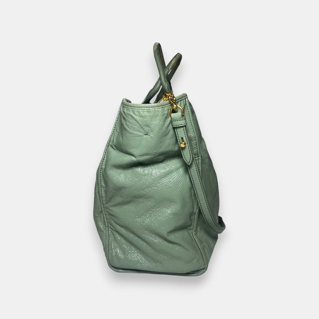 Miu Miu Green Leather Shoulder Bag Tote