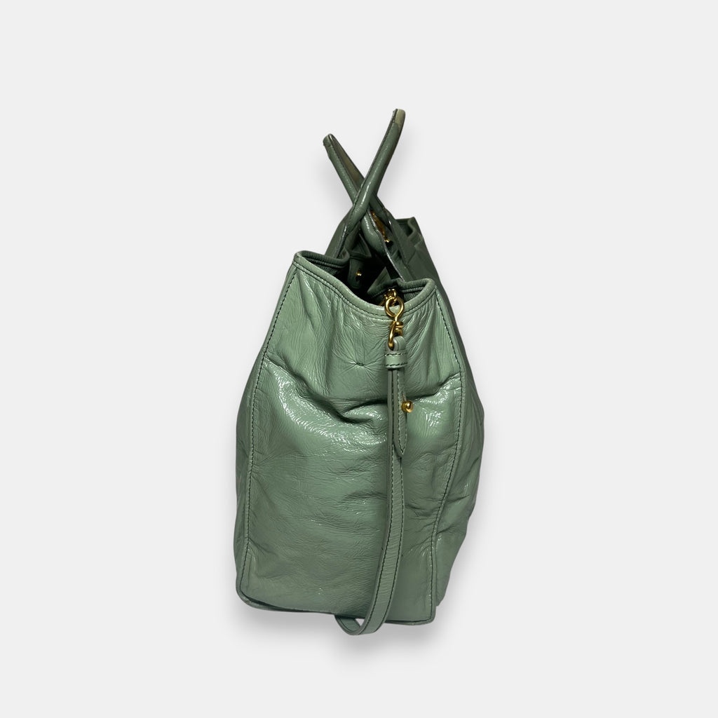 Miu Miu Green Leather Shoulder Bag Tote