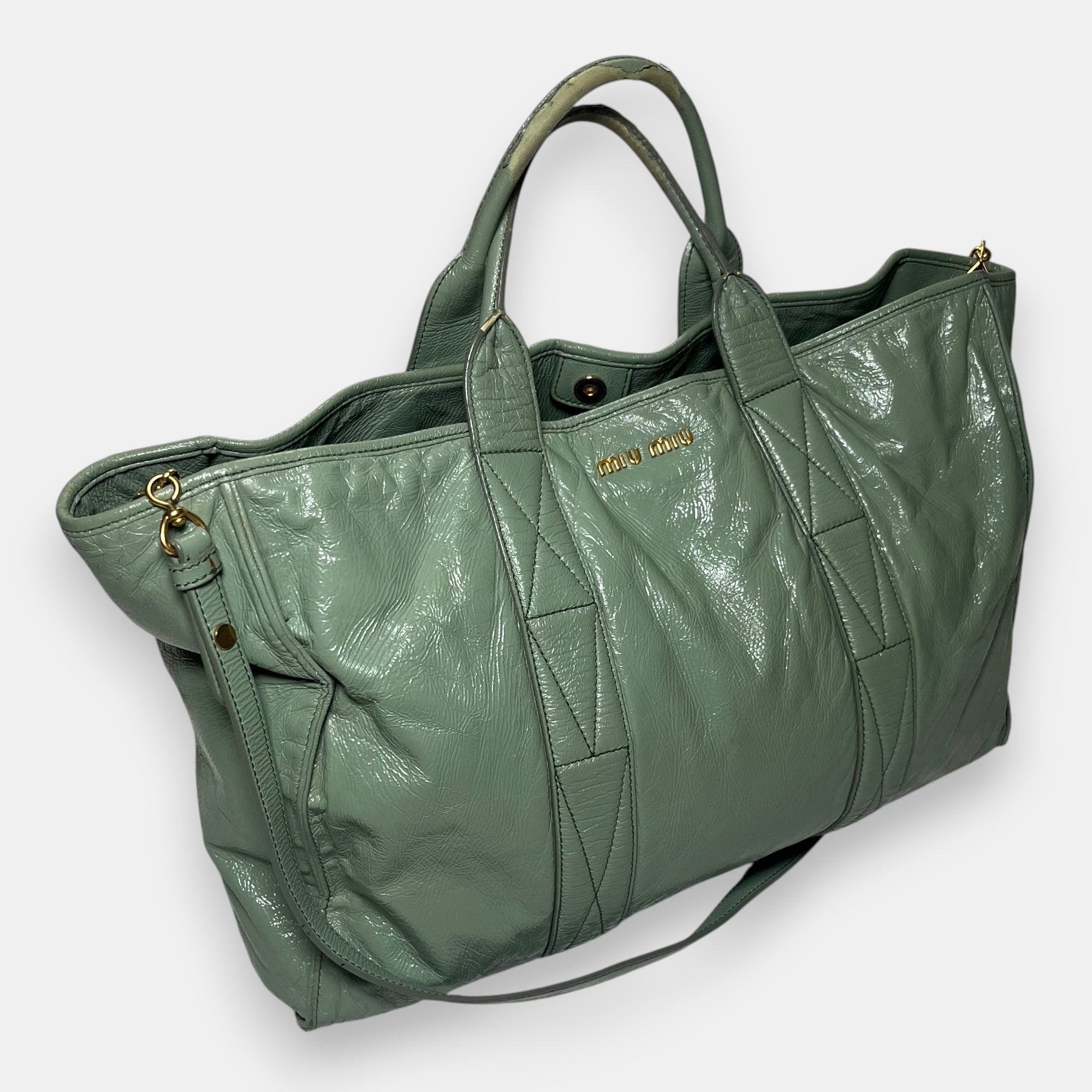 Miu Miu Green Leather Shoulder Bag Tote
