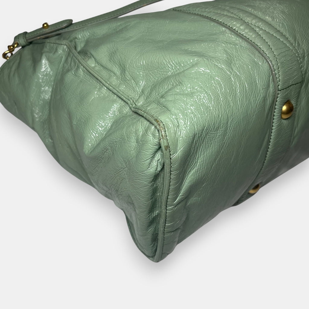 Miu Miu Green Leather Shoulder Bag Tote