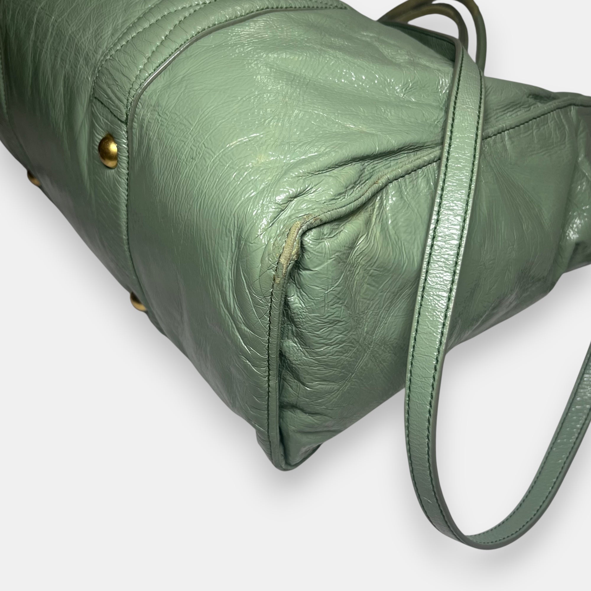 Miu Miu Green Leather Shoulder Bag Tote