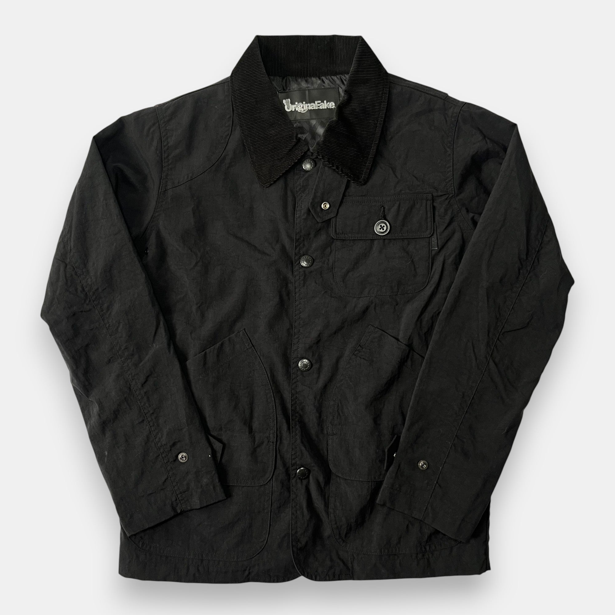 OriginalFake Black Jacket with Corduroy Collar
