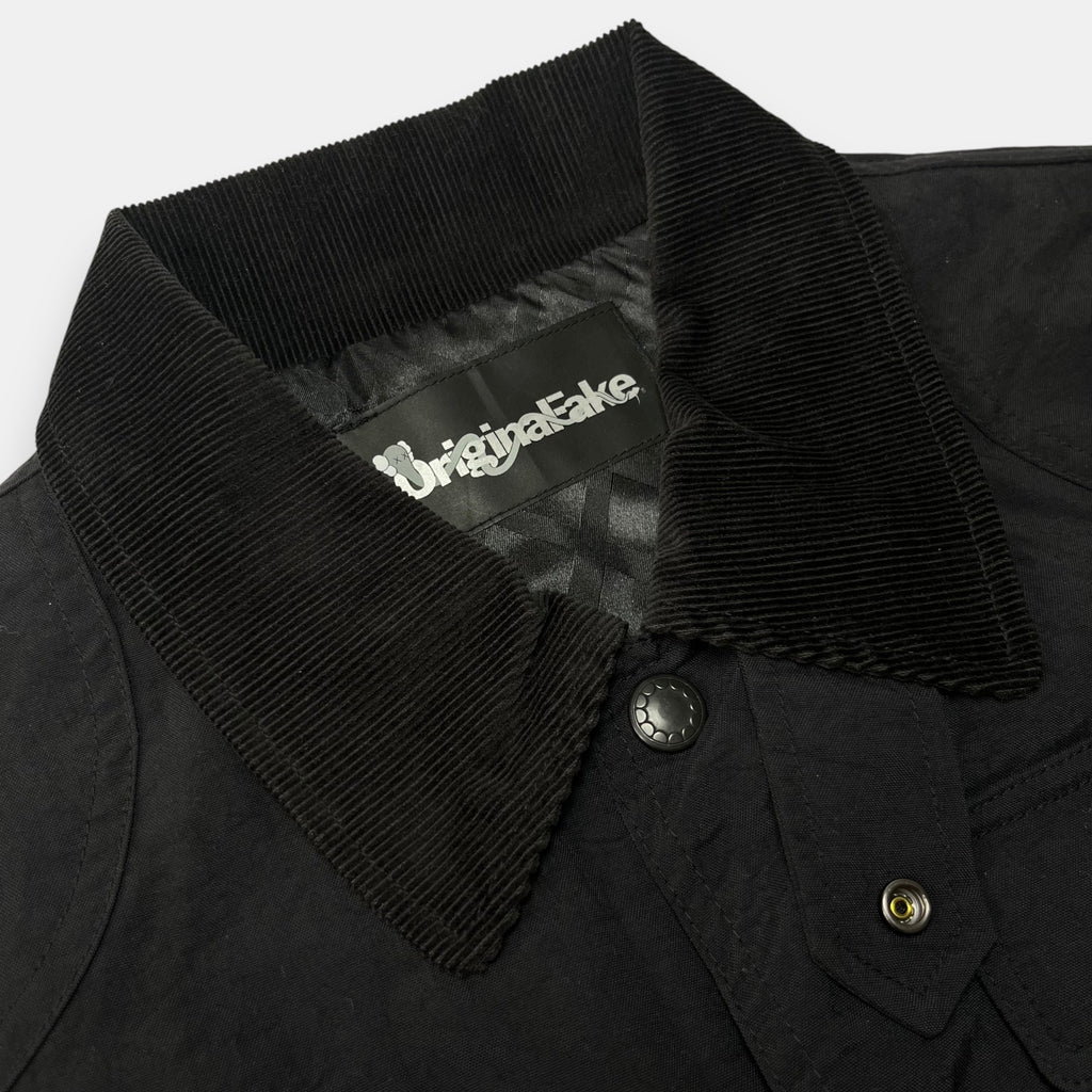 OriginalFake Black Jacket with Corduroy Collar