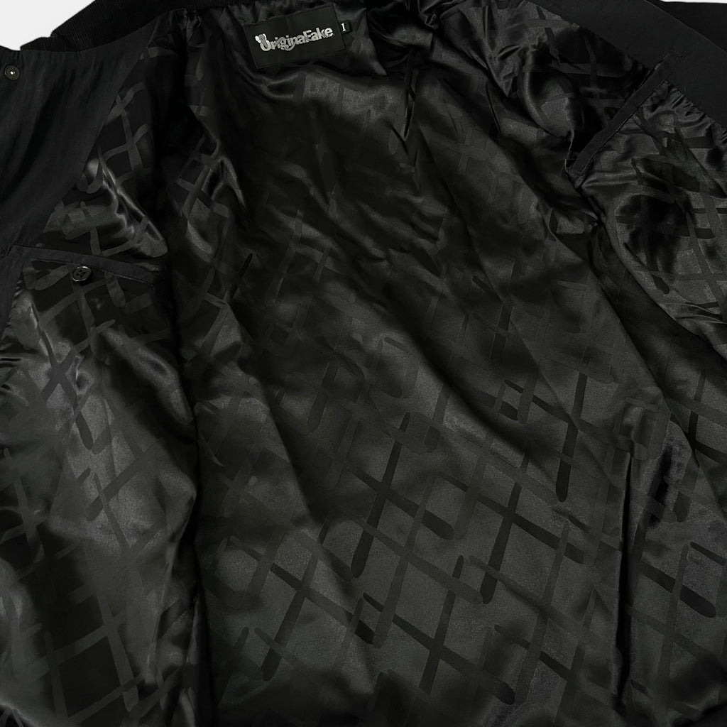 OriginalFake Black Jacket with Corduroy Collar