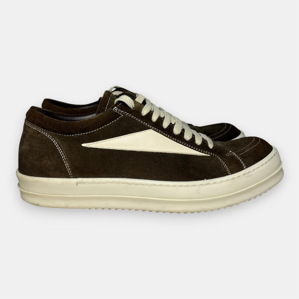 Rick Owens Brown Suede Vintage Low-Top Sneakers w. Box FW25