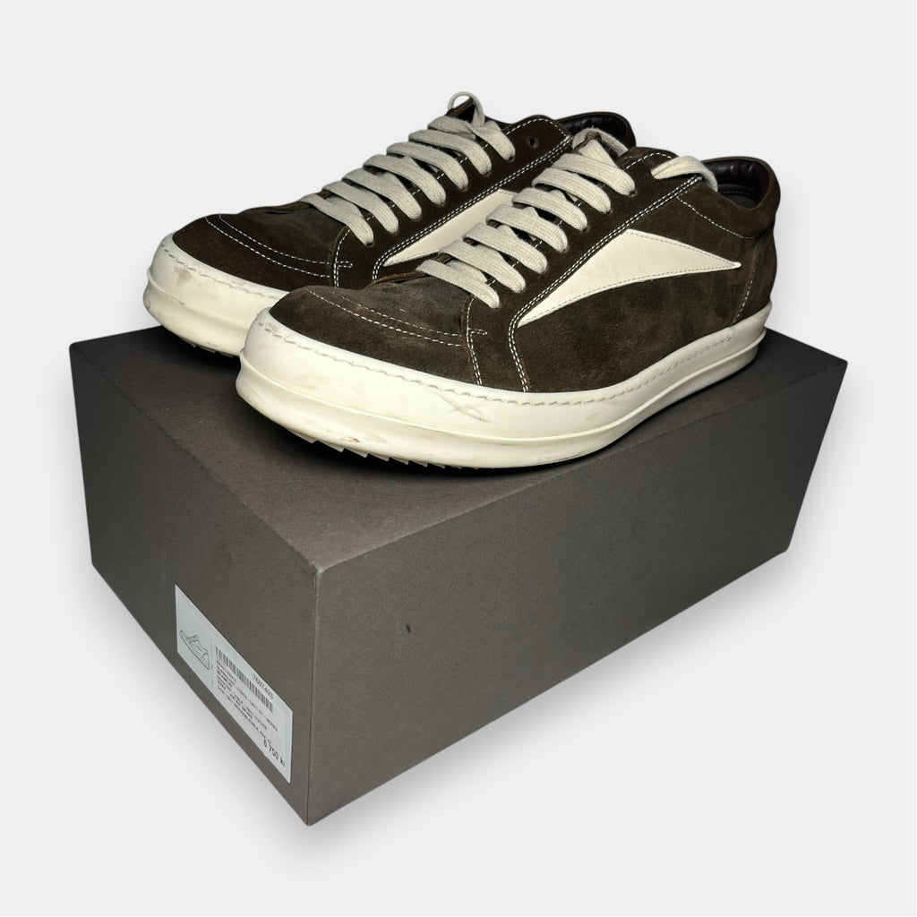 Rick Owens Brown Suede Vintage Low-Top Sneakers w. Box FW25