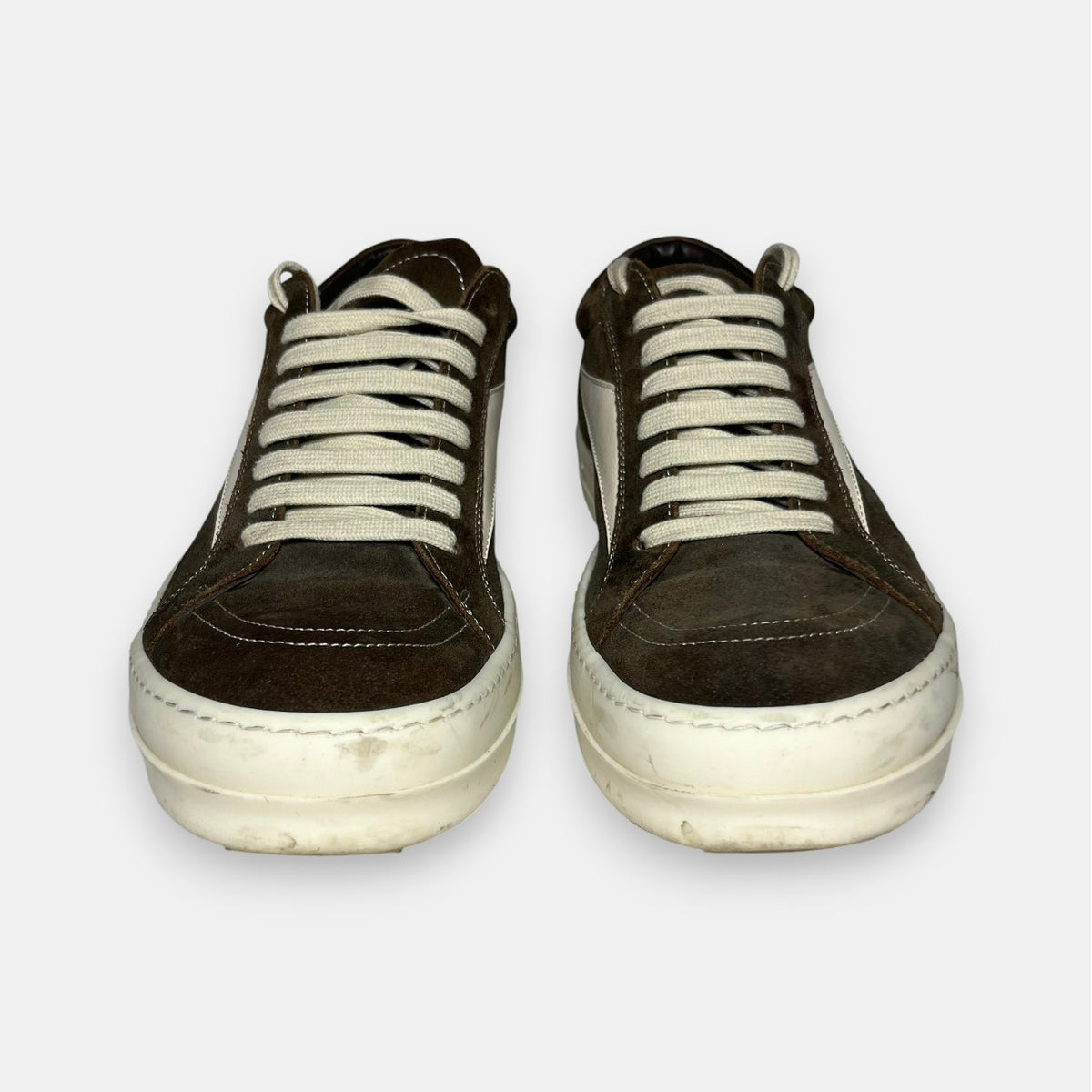 Rick Owens Brown Suede Vintage Low-Top Sneakers w. Box FW25