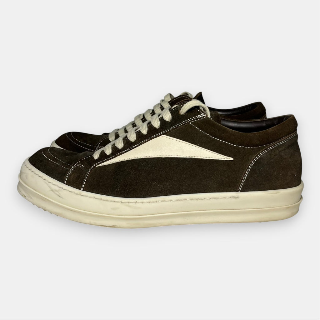 Rick Owens Brown Suede Vintage Low-Top Sneakers w. Box FW25