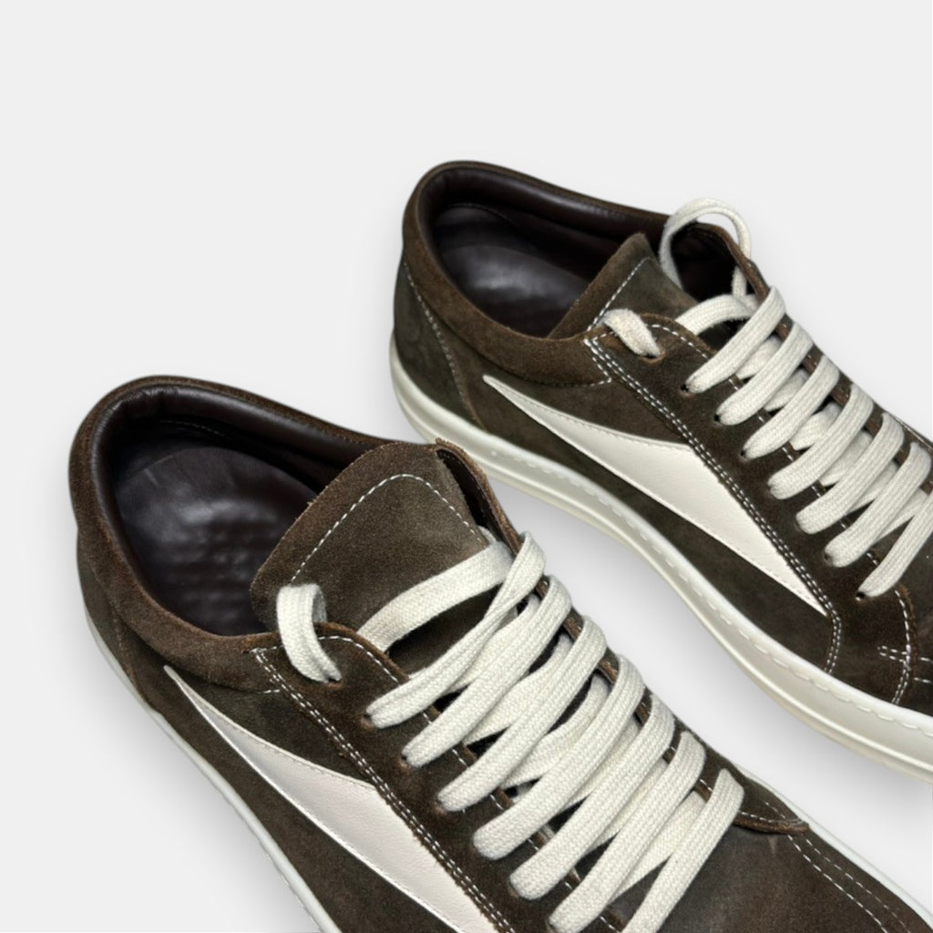 Rick Owens Brown Suede Vintage Low-Top Sneakers w. Box FW25