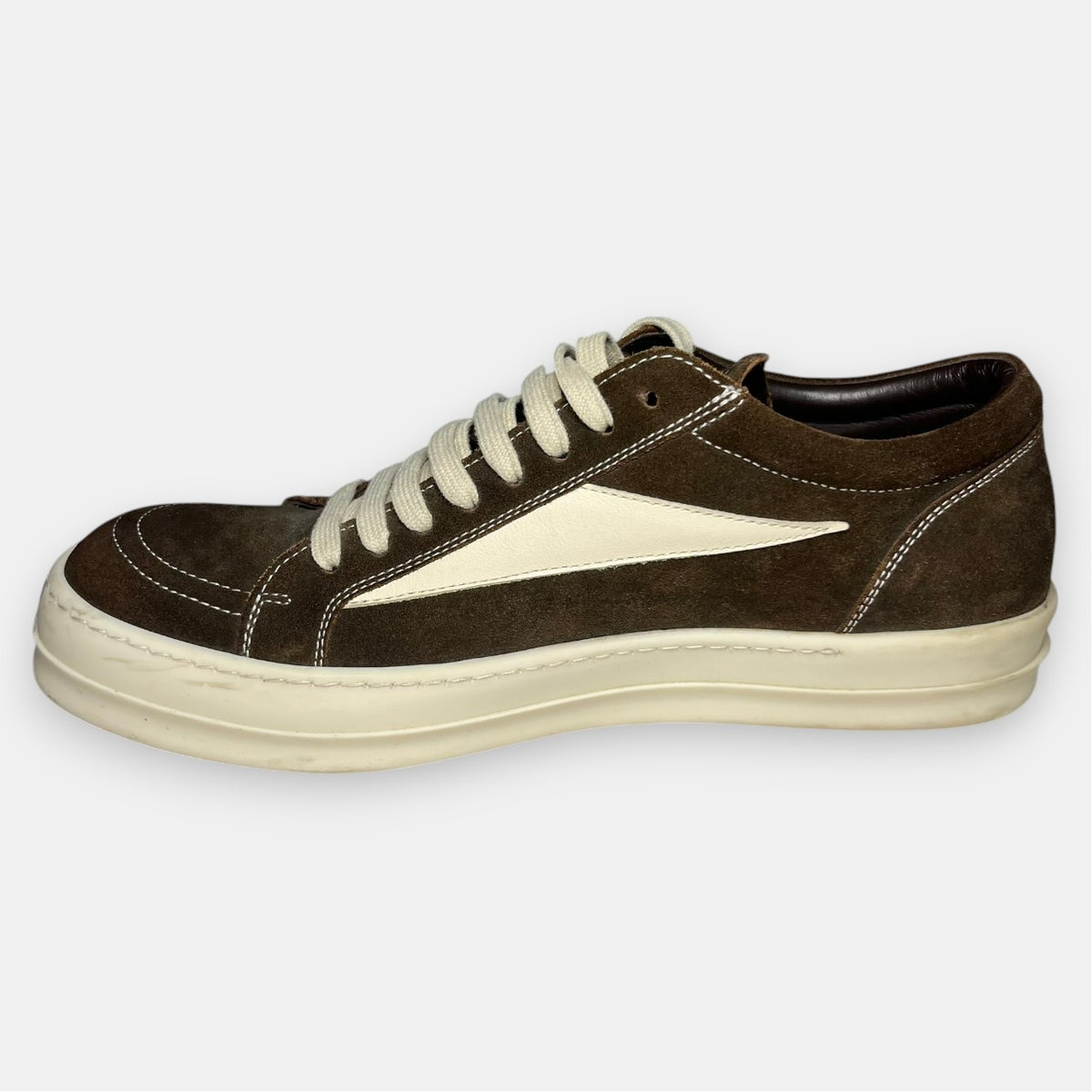 Rick Owens Brown Suede Vintage Low-Top Sneakers w. Box FW25