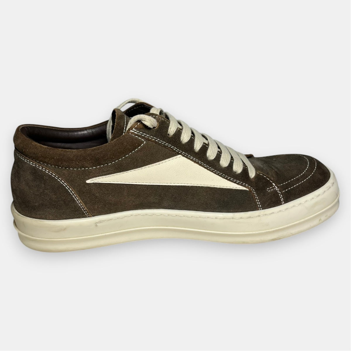 Rick Owens Brown Suede Vintage Low-Top Sneakers w. Box FW25