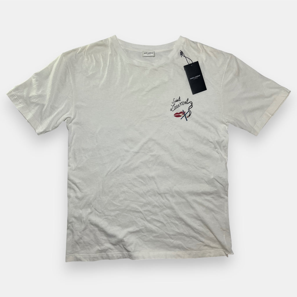 Saint Laurent Paris White No Smoking T-Shirt Anthony Vaccarello 2017 w. Tag