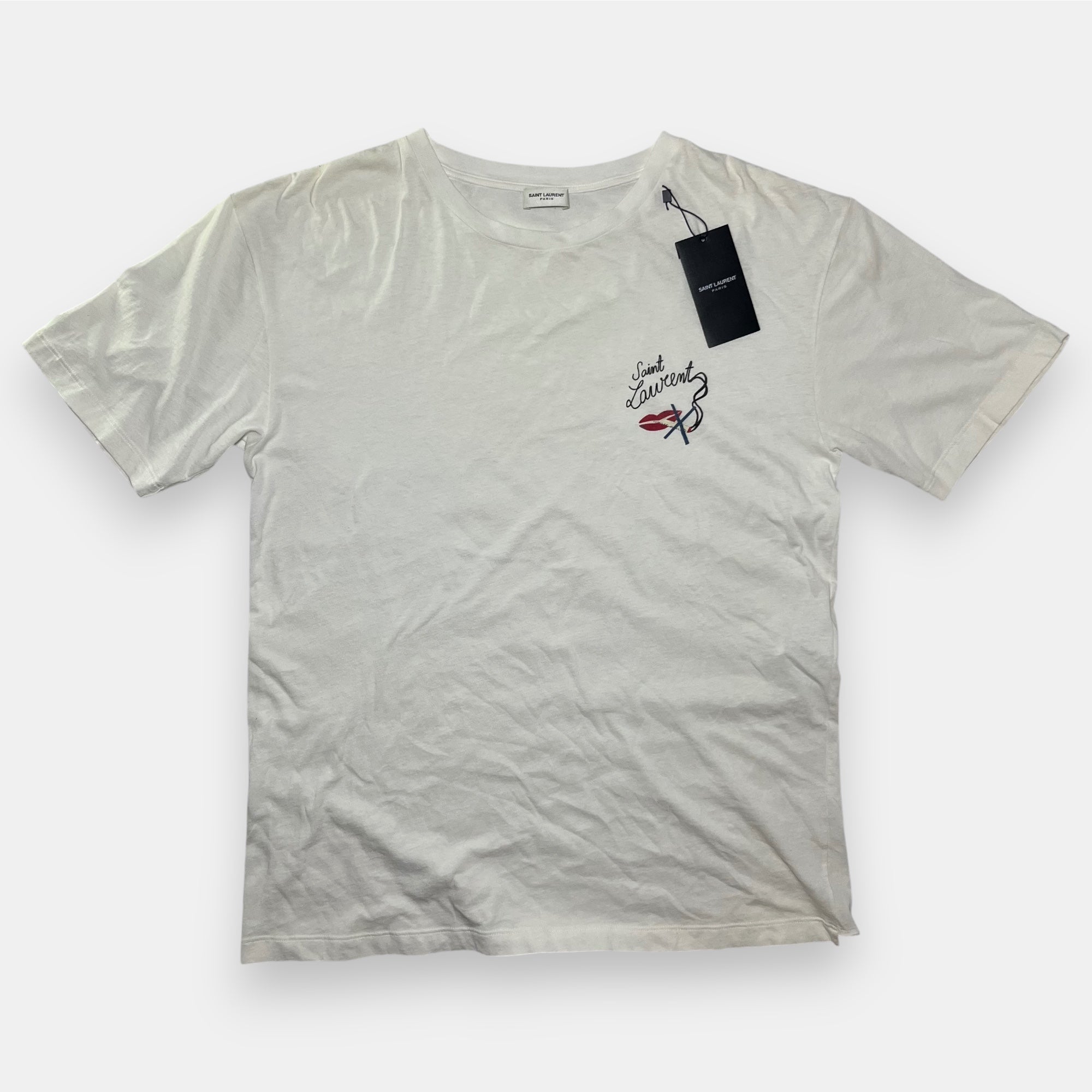 Saint Laurent Paris White No Smoking T-Shirt Anthony Vaccarello 2017 w. Tag