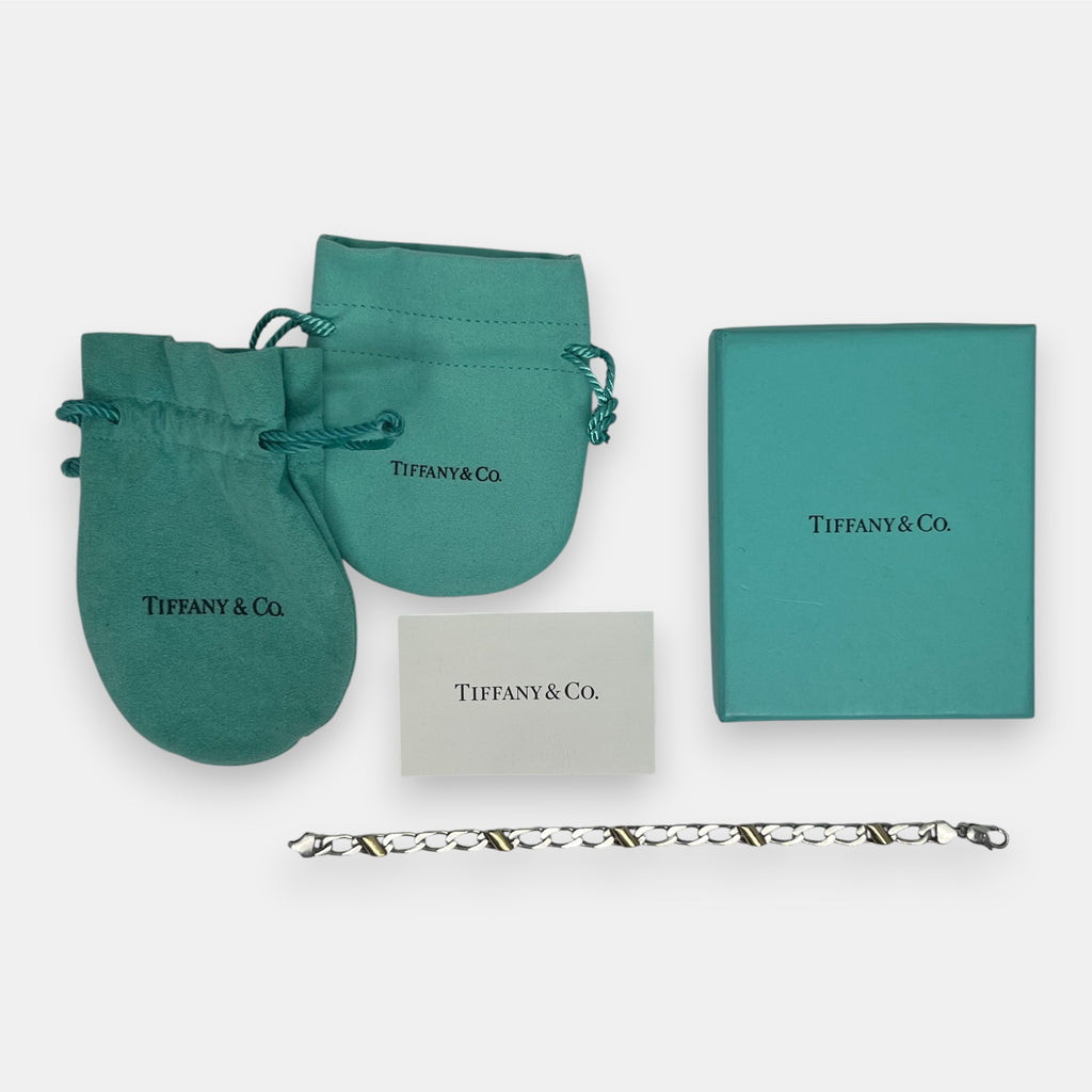 Tiffany & Co. .925 Silver & 18k Gold Bracelet w. Dust Bags & Box