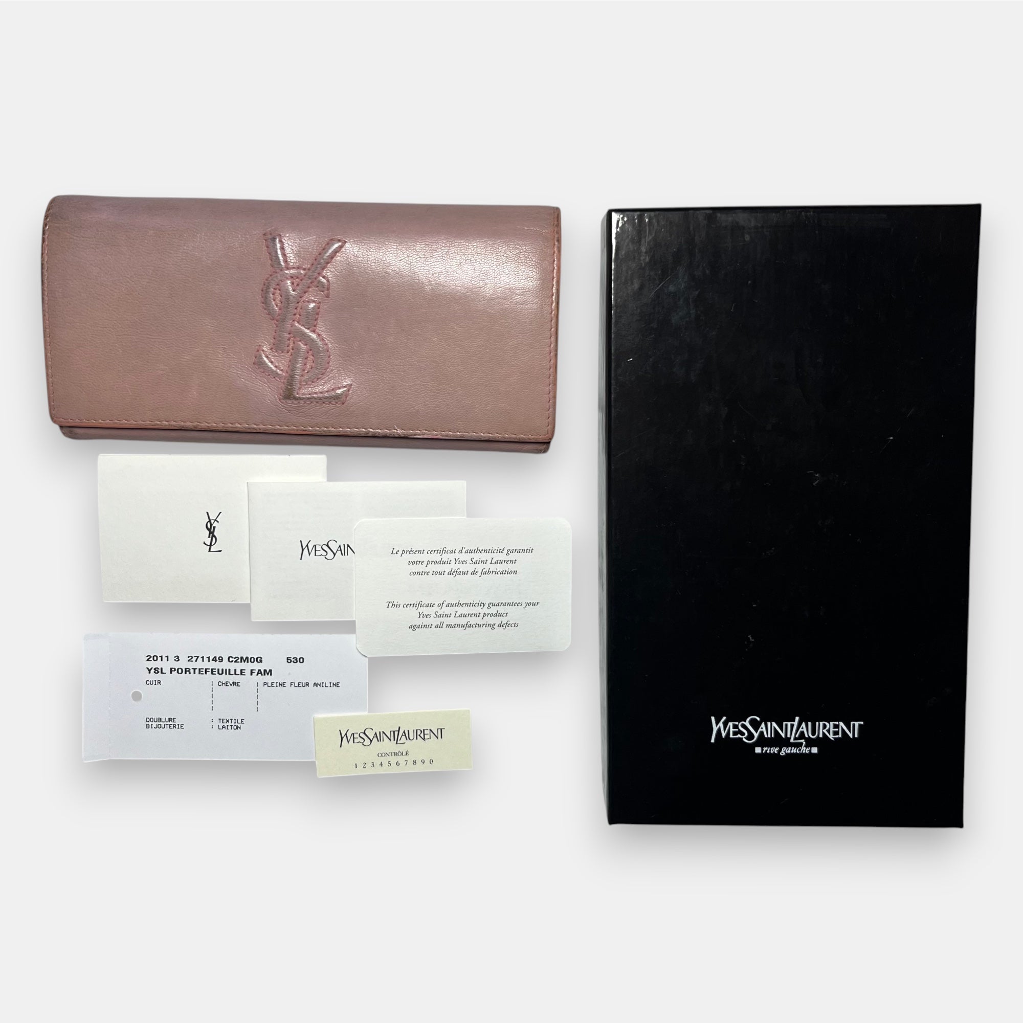 Yves Saint Laurent Rive Gauche Pink Long Wallet 2011 w. Box & Tags